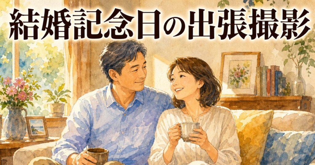 結婚記念日の出張撮影イメージイラスト