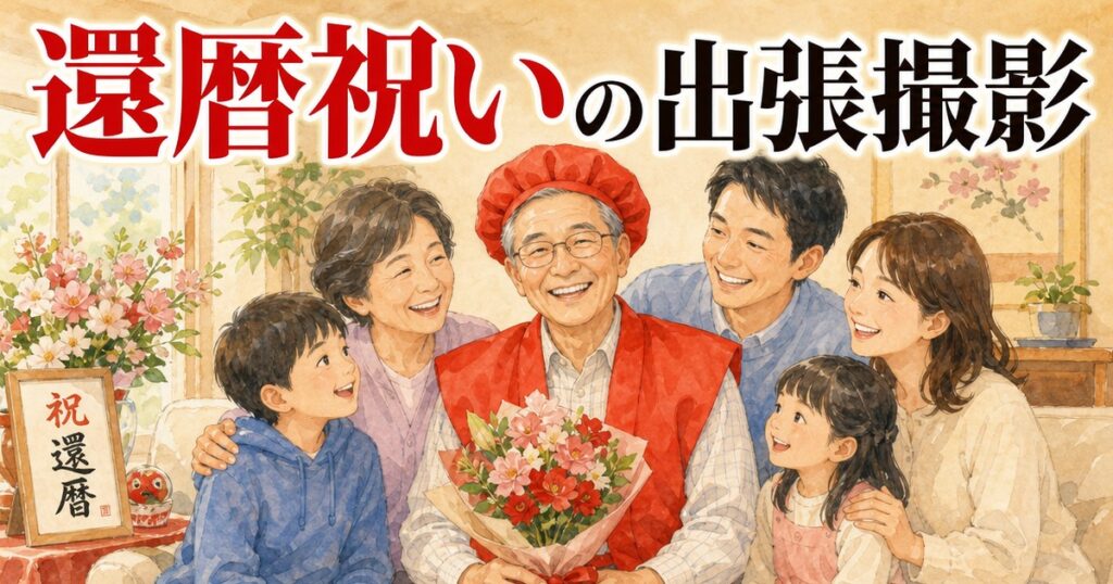 還暦祝いの出張撮影イメージイラスト