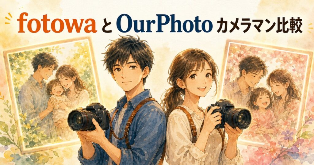 fotowaとOurPhotoのカメラマン比較イメージイラスト